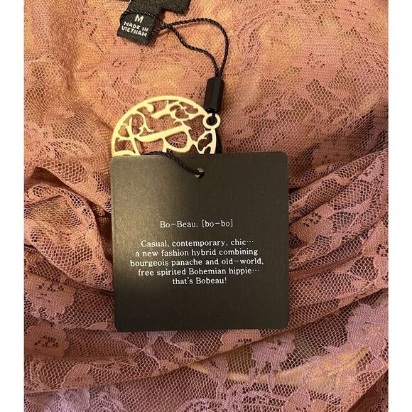 Bobeau Nordstroms Womens Size MEDIUM Mesh Lace Overlay Cami Blouse 3/4 Sleeves - Picture 9 of 10